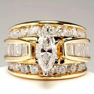 Triple-Row Cubic Zirconia Ring Size 9
